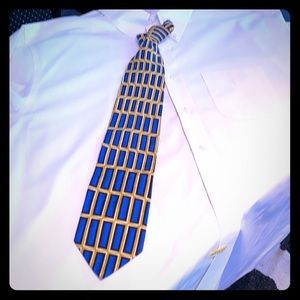 Carlo Palazzi Coture Blue and Gold Tie
